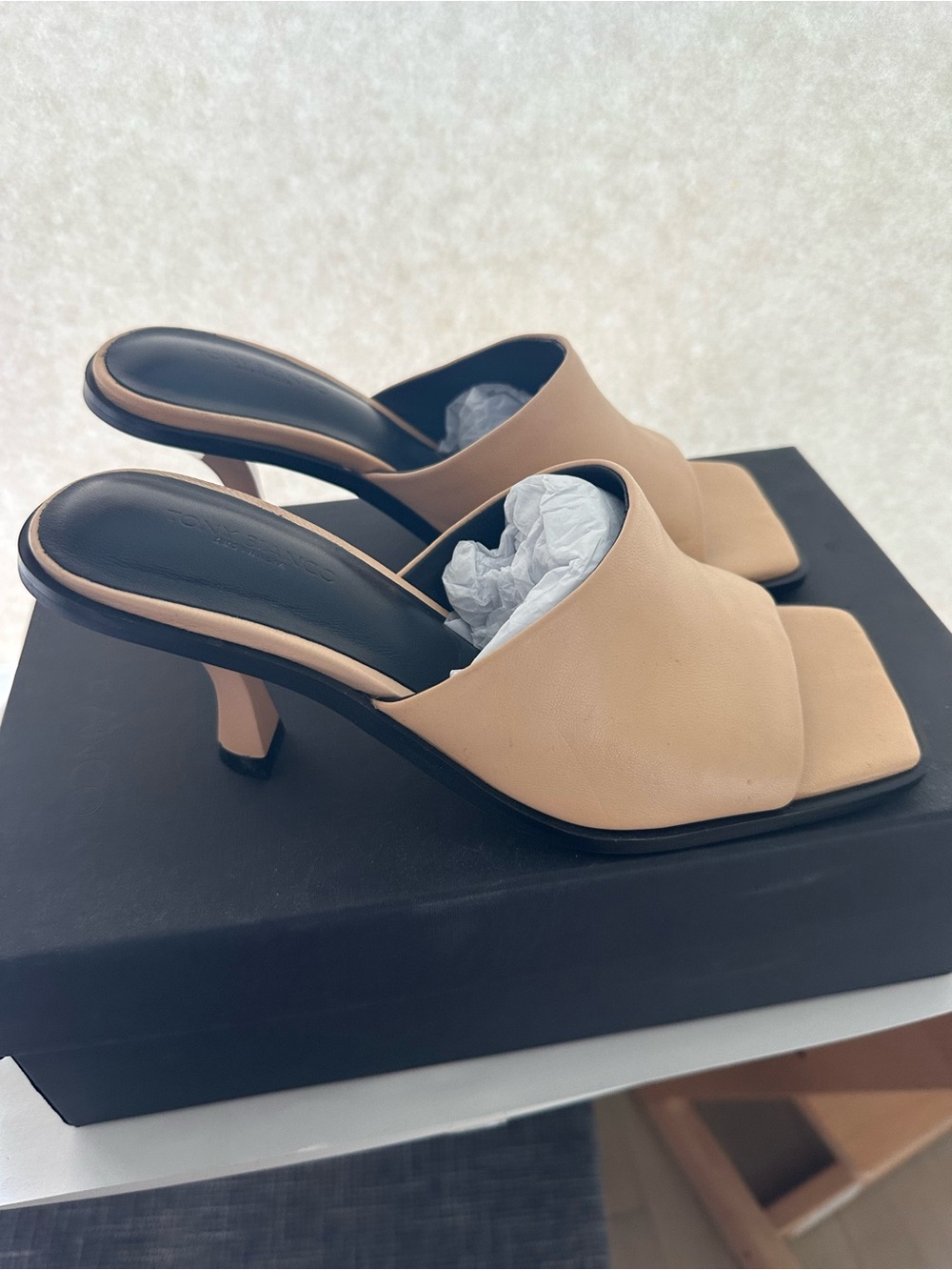 Tony Bianco Beige Slide Heel Sandals